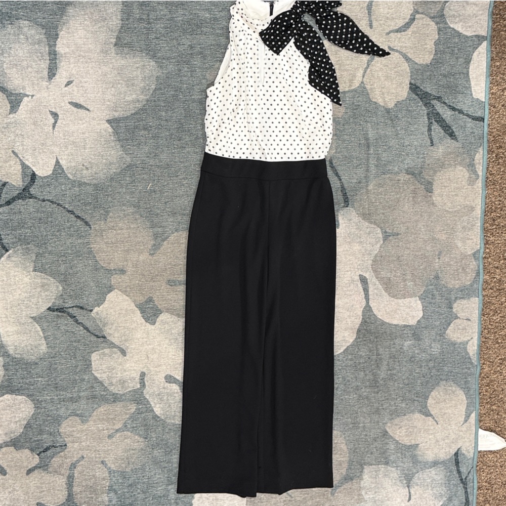 White House Black Market Black and White Polka Dot Sash Pants